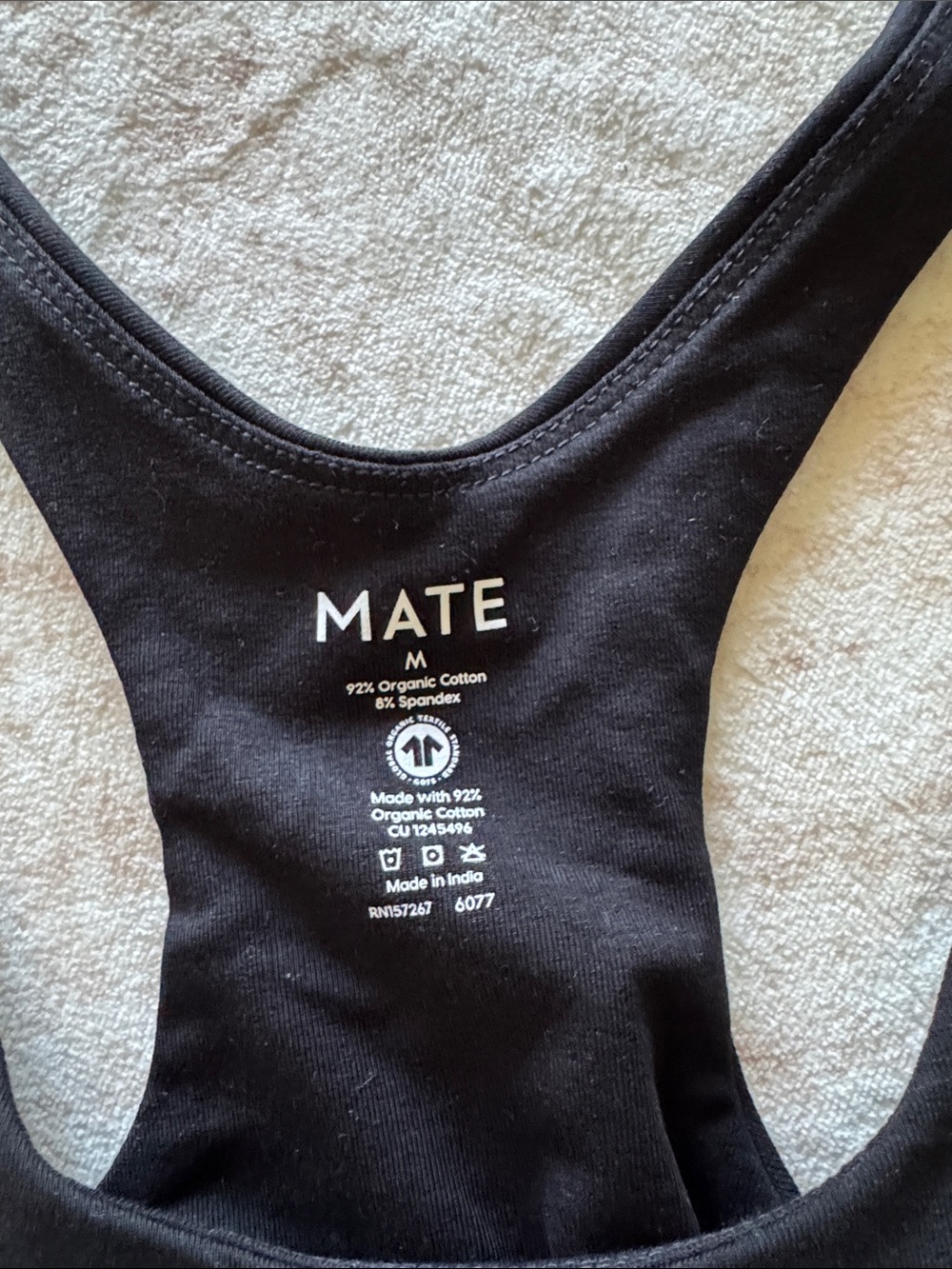 NWOT MATE the Label Organic Stretch Black Sports Bra - M - Picture 2 of 3